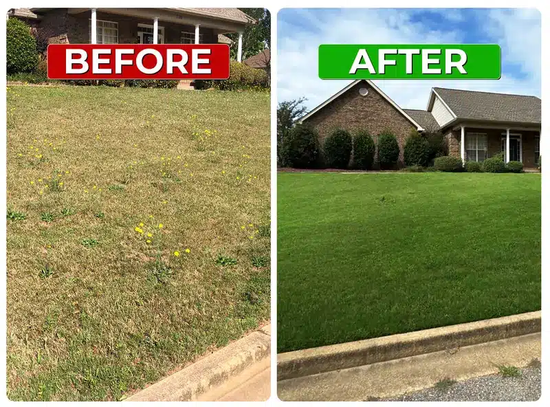 Before and after weed control lawn result 8